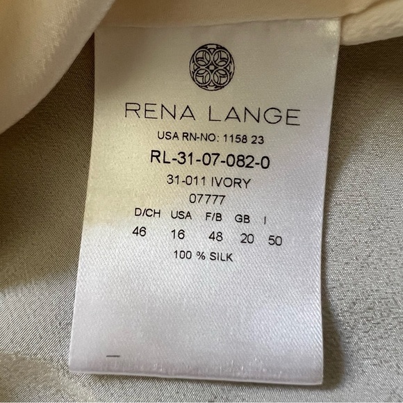Rena Lange Ivory Silk Pleated Long Sleeve Loose Fit Button Up Blouse Top Size 16 - Picture 10 of 12